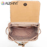 Hand-Woven Straw Women Shoulder Bag Backpack