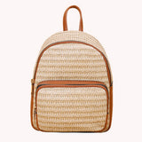 Straw Women Shoulder Bag Backpack Hand-Woven Female Beach Purse