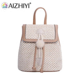 Hand-Woven Straw Women Shoulder Bag Backpack
