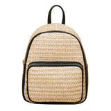 Straw Women Shoulder Bag Backpack Hand-Woven Female Beach Purse