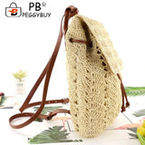 Straw Women Shoulder Bag Backpack Hand-Woven Beach Purse