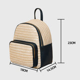Straw Women Shoulder Bag Backpack Hand-Woven Female Beach Purse