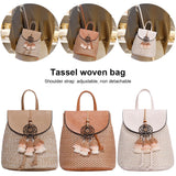 Straw Women Shoulder Bag Backpack Hand-Woven Female