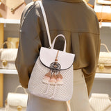 Straw Women Shoulder Bag Backpack Hand-Woven Female