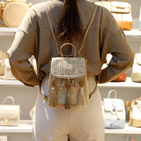 Straw Women Shoulder Bag Backpack Hand-Woven Female Beach Holiday Purse