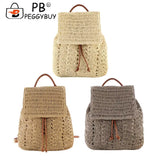 Straw Women Shoulder Bag Backpack Hand-Woven Beach Purse