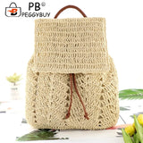 Straw Women Shoulder Bag Backpack Hand-Woven Beach Purse
