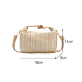 Straw Women Shoulder Bag PU Splicing Casual Messenger Pouch
