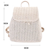 Straw Woven Backpack Ladies Shoulder Bag Light Brown