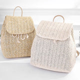 Straw Woven Backpack Ladies Shoulder Bag Light Brown