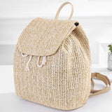 Straw Woven Backpack Ladies Shoulder Bag Light Brown