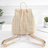 Straw Woven Backpack Ladies Shoulder Bag Light Brown