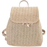 Straw Woven Backpack Ladies Shoulder Bag Light Brown