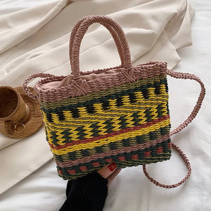 Colorful Straw Woven Handbag Crossbody Bag for Women