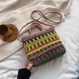 Colorful Straw Woven Handbag Crossbody Bag for Women