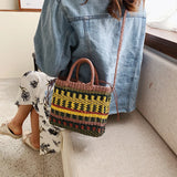 Colorful Straw Woven Handbag Crossbody Bag for Women