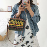 Colorful Straw Woven Handbag Crossbody Bag for Women