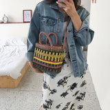 Colorful Straw Woven Handbag Crossbody Bag for Women