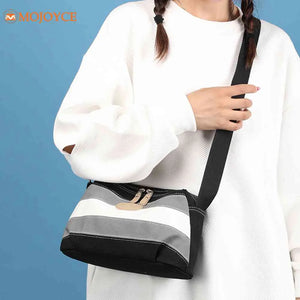 Strip Contrast Shoulder Bag Crossbody Large Capacity Canvas Messenger Bag