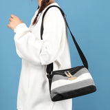 Strip Contrast Shoulder Bag Crossbody Large Capacity Canvas Messenger Bag