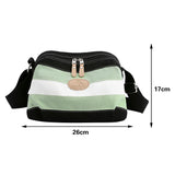 Strip Contrast Shoulder Bag Crossbody Large Capacity Canvas Messenger Bag