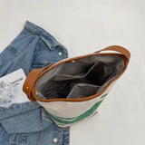 Stripe Canvas Bucket Bag Large Capacity Shoulder Women's Handbags