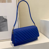 Striped Shoulder Bag Solid Pu Leather Lady Handbag Casual Women Bags