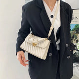 Stripes Women's Pleated Handle Square Shoulder Bag