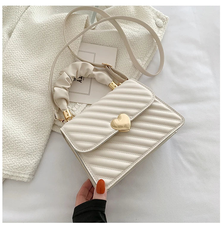 Stripes Women's Pleated Handle Square Shoulder Bag