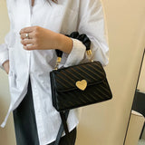 Stripes Women's Pleated Handle Square Shoulder Bag