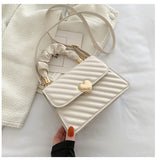 Stripes Women's Pleated Handle Square Shoulder Bag