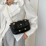 Studded PU Leather Crossbody Bag Chain Shoulder Tote Vintage Messenger