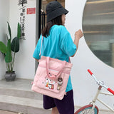 Cartoon Print Canvas Shoulder Schoolbag for Girls