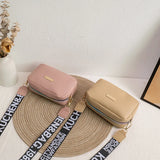 Solid Pu Leather Shoulder Bag with Wide Strap