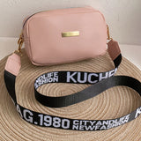 Solid Pu Leather Shoulder Bag with Wide Strap