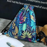 Leaf Drawstring Shoulder Storage Bag Women Men Travel Beach Backpack
