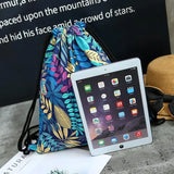 Leaf Drawstring Shoulder Storage Bag Women Men Travel Beach Backpack