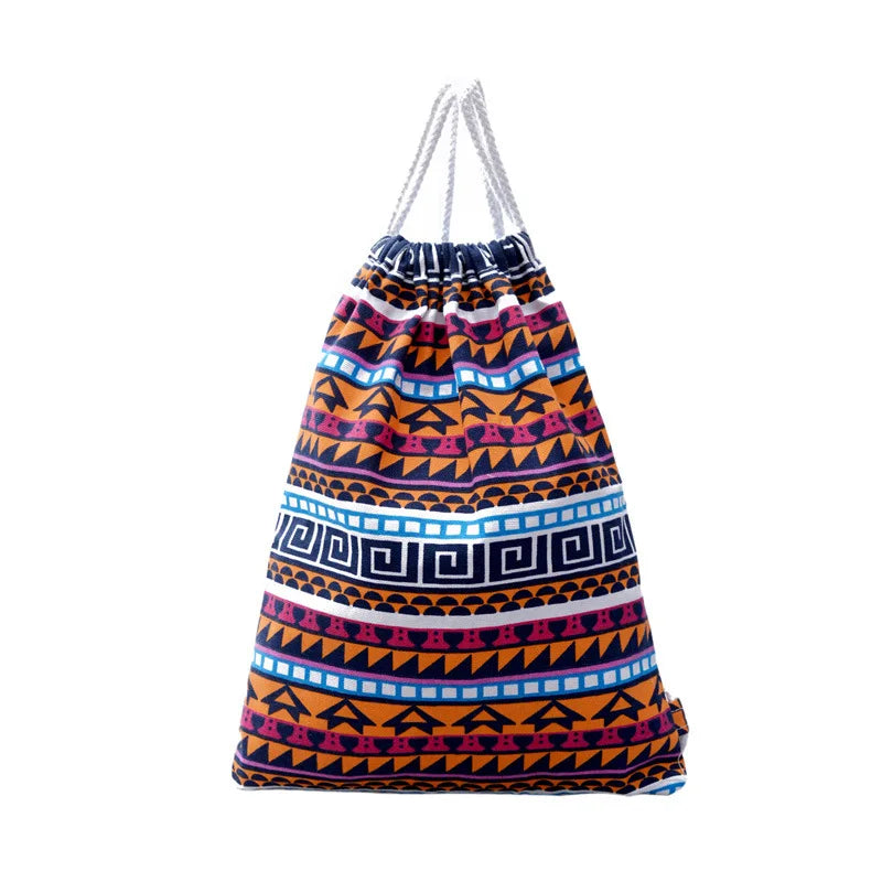 Girls Shoulder Bags Women Canvas Leaf Backpack Bag Shoe Travel Pouch