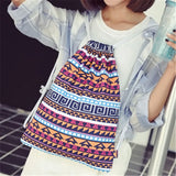 Girls Shoulder Bags Women Canvas Leaf Backpack Bag Shoe Travel Pouch