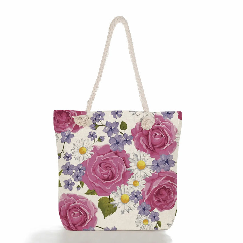 Summer Floral Print Beach Tote Shoulder Bag Large Capacity