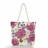 Summer Floral Print Beach Tote Shoulder Bag Large Capacity
