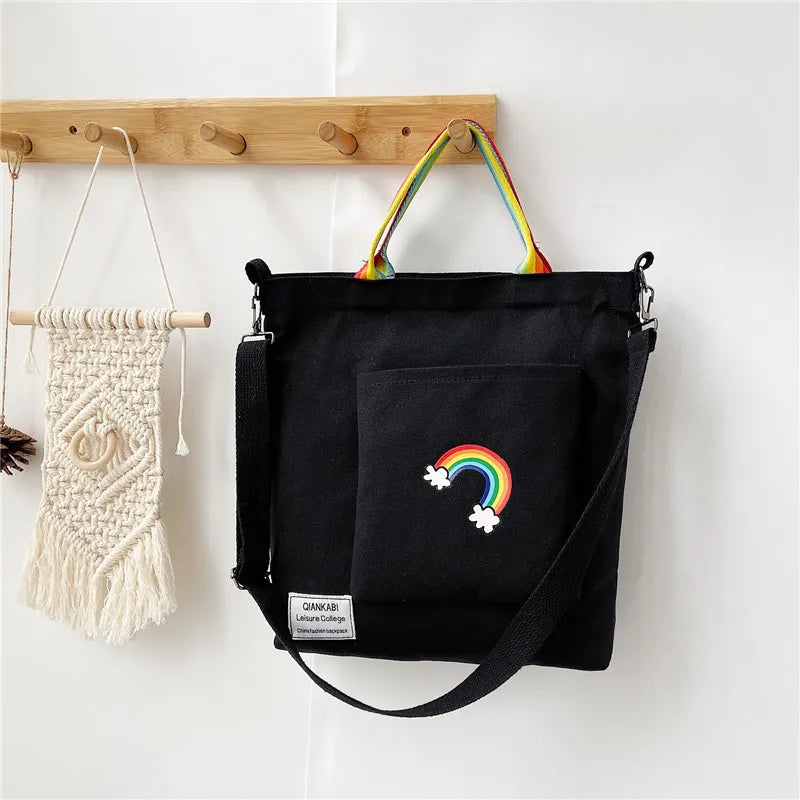 Rainbow Pattern Canvas Messenger Bag for Summer