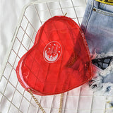 Summer Women Shoulder Bags PU Leather Laser Metal Chain Beach Bag Heart Shape