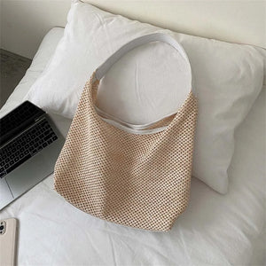 Summer Crossbody Messenger Top-Handle Bag Straw Handbag for Girl