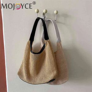 Summer Crossbody Messenger Top-Handle Bag Straw Handbag for Girl