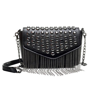 Tassel Diamonds Mini Chain Shoulder Bag Crossbody Leather