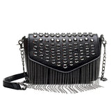 Tassel Diamonds Mini Chain Shoulder Bag Crossbody Leather Rivets Female