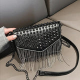 Tassel Diamonds Mini Chain Shoulder Bag Crossbody Leather