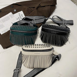Tassel Leather Crossbody Chest Bag Woman Waist Bag