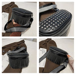 Tassel Leather Crossbody Chest Bag Women Waist Bag Casual Travel Pack